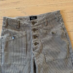RVCA Black and White Striped Button Pants